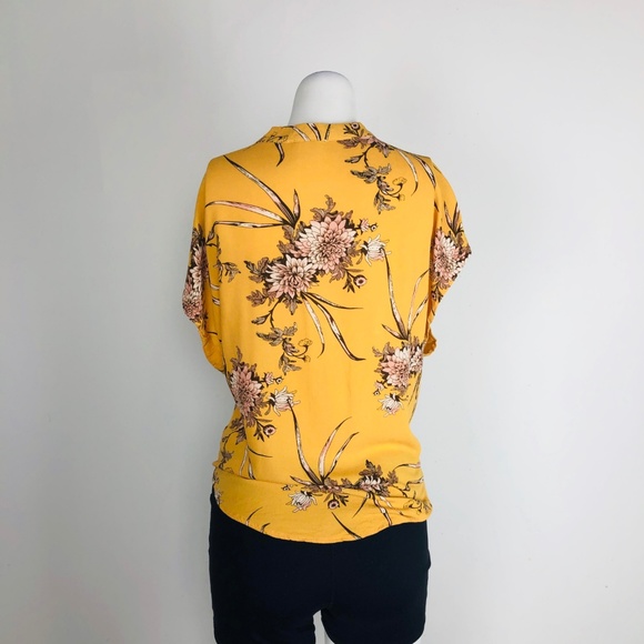 Lira Alannah Yellow Floral Print Tie Front Blouse - Picture 8 of 8